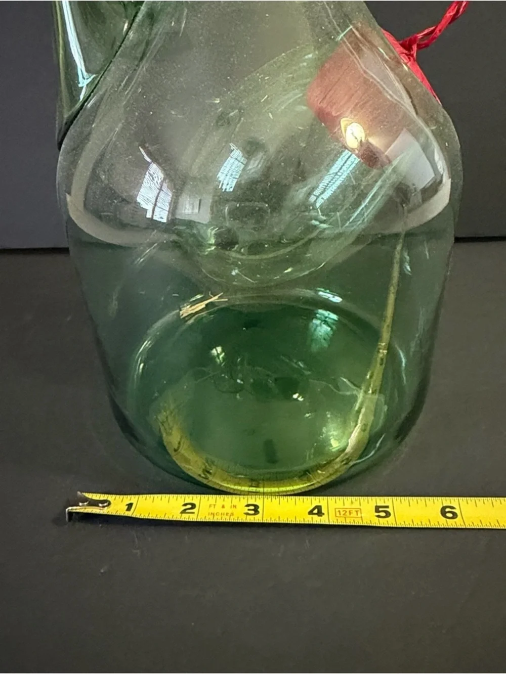 Vintage Large Hand Blown Green Glass Italian Wine Decanter with Ice Chamber